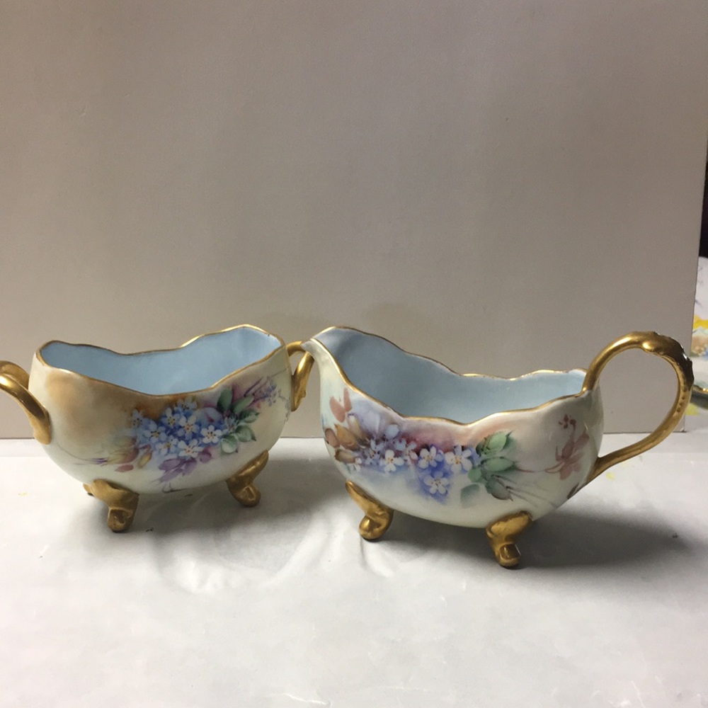 Antique Bavaria Sugar Bowl and Creamer